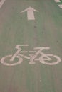Bicycle way symbol on asphalt road surface