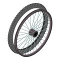 Bicycle wheel icon, isometric style