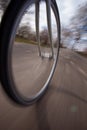 Bicycle wheel in motion Royalty Free Stock Photo