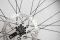 Bicycle wheel spoke with disc brakes Royalty Free Stock Photo