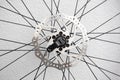 Bicycle wheel spoke with disc brakes on white background Royalty Free Stock Photo