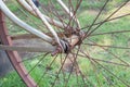 Bicycle wheel spokes closeup detail Royalty Free Stock Photo