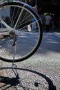 Bicycle wheel on street Royalty Free Stock Photo