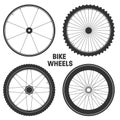 Bicycle wheel symbol vector illustration. Bike rubber mountain tyre, valve. Fitness cycle,mtb,mountainbike.