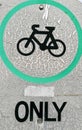 Only bicycle white defective traffic sign