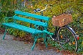 Bicycle with a wicker basket on the trunk