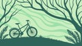 Bicycle on Winding Forest Path Vector Illustration, vector design Generative AI Royalty Free Stock Photo