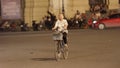 Bicycler on street in Old City of Hanoi Royalty Free Stock Photo