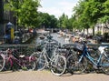 bicycles against Amsterdam canal