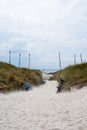 Bicycles at the beach entrance. Batz island, France Royalty Free Stock Photo