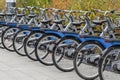 Bicycles at a bike rental station