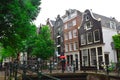 Bicycles on a bridge over the canal of Amsterdam, Netherlands. Royalty Free Stock Photo