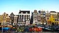 Bicycles on a bridge over the canals of Amsterdam, Netherlands Royalty Free Stock Photo