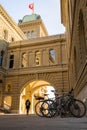 Bicycles at the Helvetian Confederation in Bern Royalty Free Stock Photo