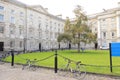 Bicycles inside Trinity College in Dublin - Ireland elite educational university - Dublin tourism Royalty Free Stock Photo