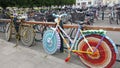 Bicycles with knitted cover Royalty Free Stock Photo