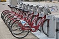 Bicycles for lease at street side