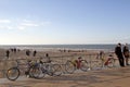 Bicycles locked to railings, Ostend, Belgium Royalty Free Stock Photo