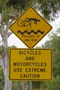 Bicycles And Motorcycles Caution Road Sign