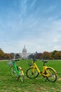 Bicycles near the US Capitol. With copyspace for text.