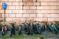 bicycles park in modern barcelona