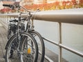 Bicycles park Beside river Outdoor town city Lifestyle Europe travel