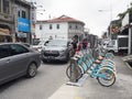 Bicycles parked along a street in Penang