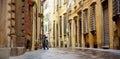 Bicycles parked on beautiful medieval streets of Lucca city, Tuscany, Italy Royalty Free Stock Photo