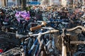 Bicycles parked on the bike parking outside the central railway station