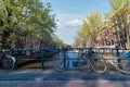 Sunset on bicycles at Amsterdam Bridge