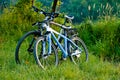 Bicycles parked near tha lake