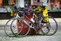 Bicycles parked by the roadside in Nagold, Germany