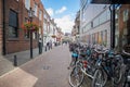 Bicycles parked on the sidewalk in Utrecht city, Netherlands Royalty Free Stock Photo