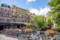 Bicycles parked on the sidewalk in Utrecht city, Netherlands Royalty Free Stock Photo