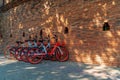 Bicycles parked at Thapae Gate of Chiang Mai.