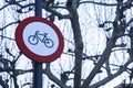 Bicycles prohibited sign