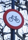 Bicycles prohibited sign