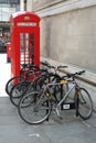 Bicycles and a red london telephone box