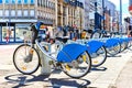 Bicycles for rent in a Luxembourg city Royalty Free Stock Photo