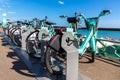 Bicycles rental in a summer day in Brighton, England