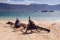 Bicycles on the sand in La Graciosa, Canary Islands, Spain