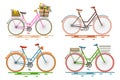 Bicycles Set. Retro Vector Bikes Royalty Free Stock Photo