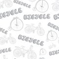 Bicycles sketch grey seamless texture