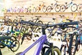 Bicycles in sports shop Royalty Free Stock Photo