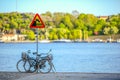 Bicycles at Stockholm Canal Royalty Free Stock Photo