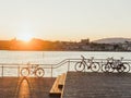 Bicycles on the sunset Royalty Free Stock Photo