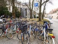 Bicycles used in a two-wheeled car park