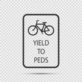 symbol Bicycles Yield to Pedestrians Sign on transparent background