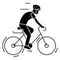 Bicycling - bycicle man icon, vector illustration, black sign on isolated background