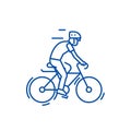 Bicycling,bycicle man line icon concept. Bicycling,bycicle man flat vector symbol, sign, outline illustration.